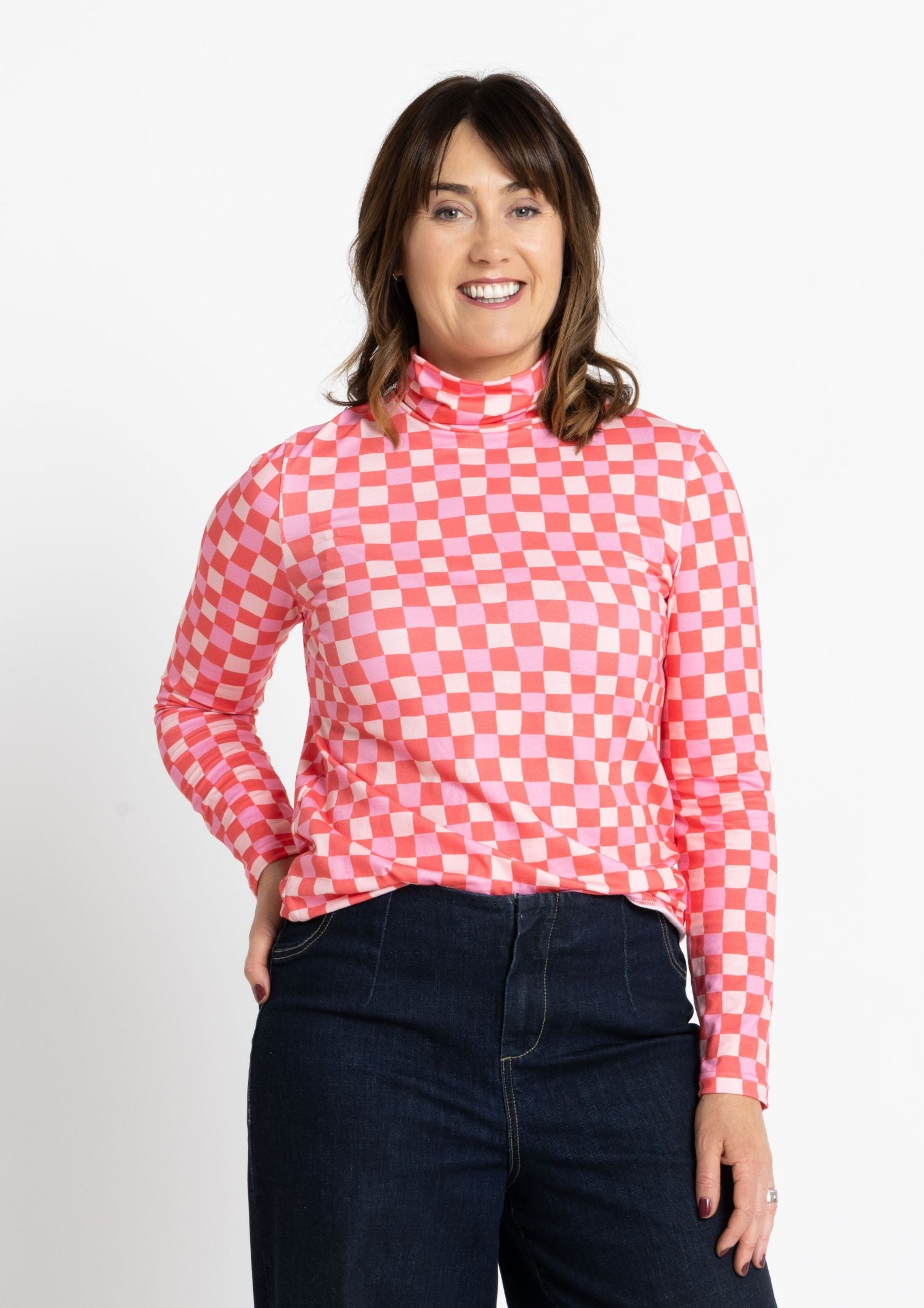 Roller - Hand Drawn Check Pink