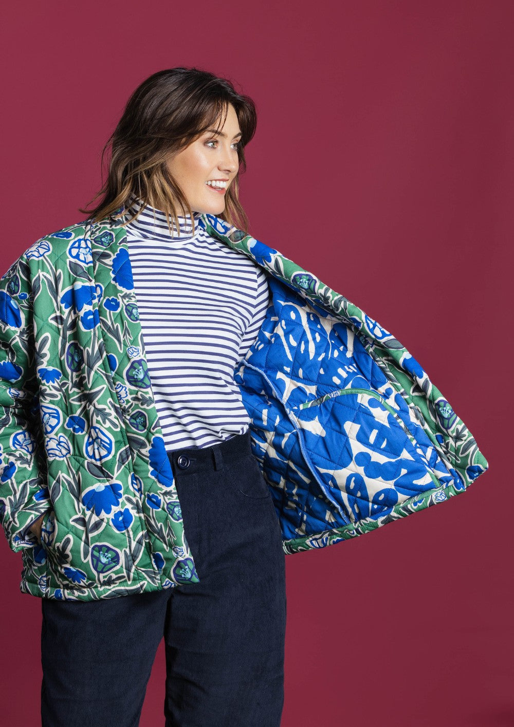 Quilted Jacket - Euni Green / New Muse Blue