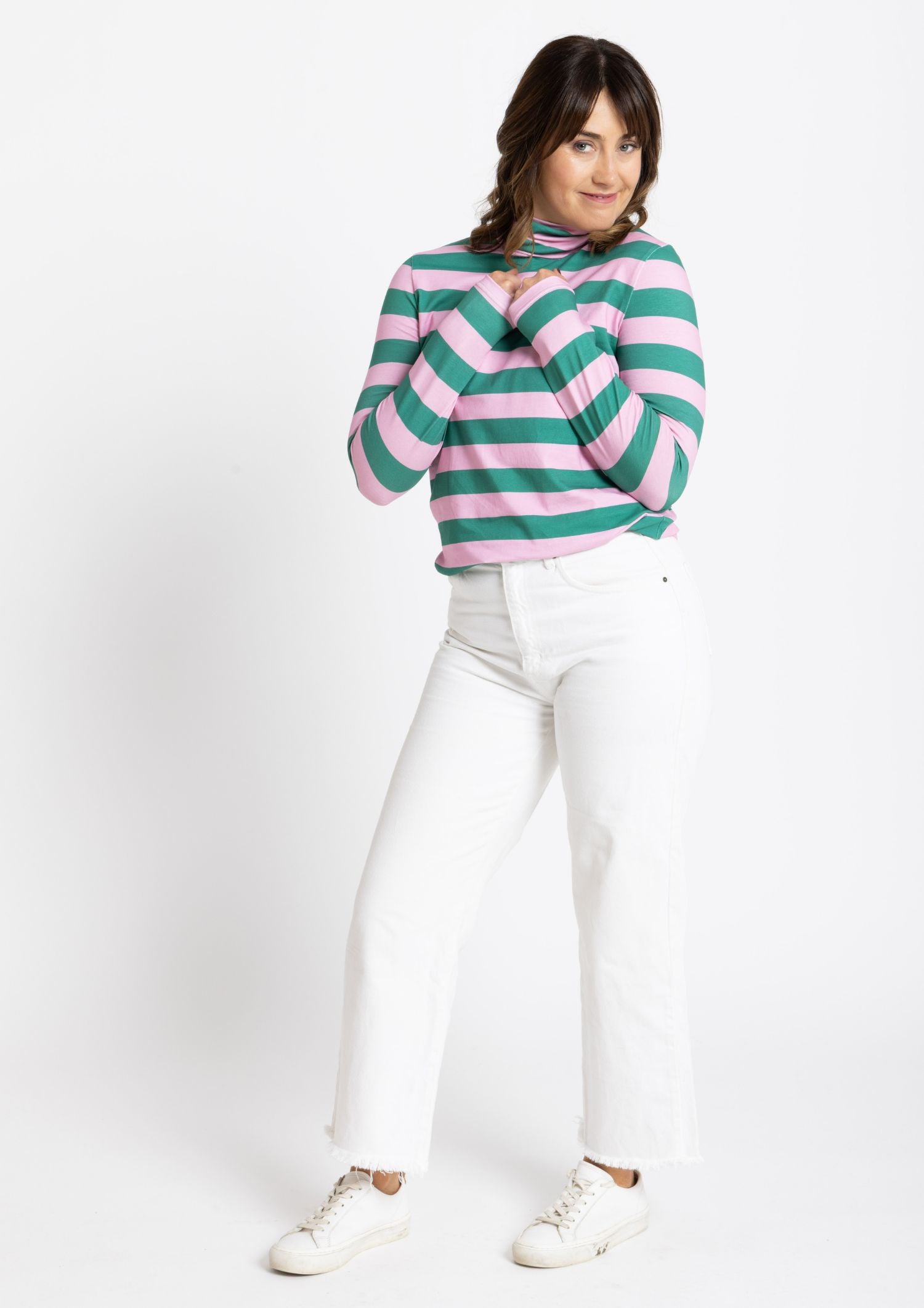 Roller Turtleneck - Shamrock & Rose Stripe