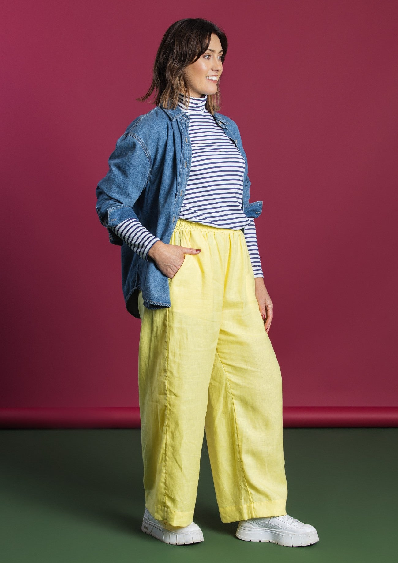 Roller Turtleneck - Navy Stripe