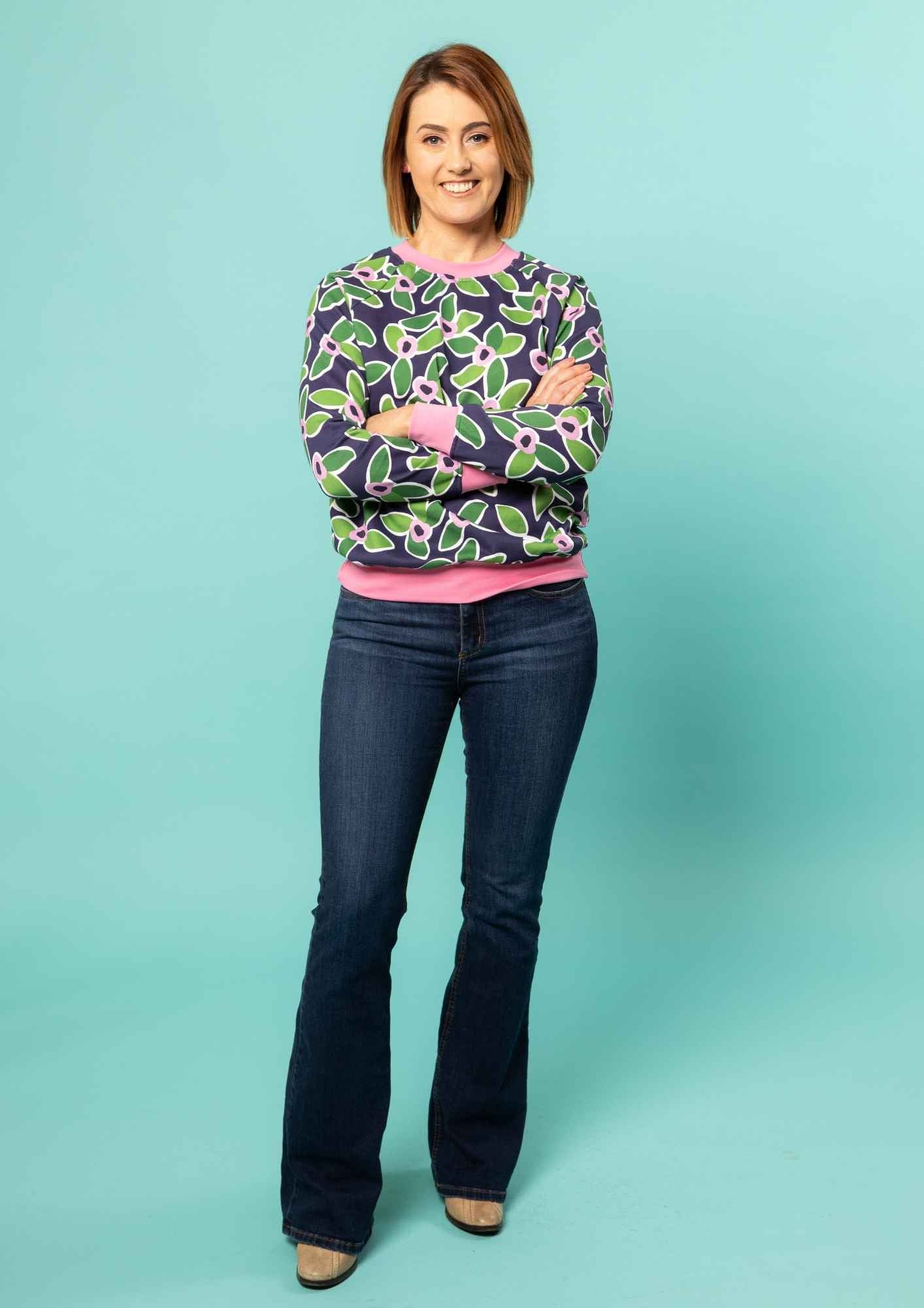 Greta Sweater - FloraNova (pansy pink ribbing)