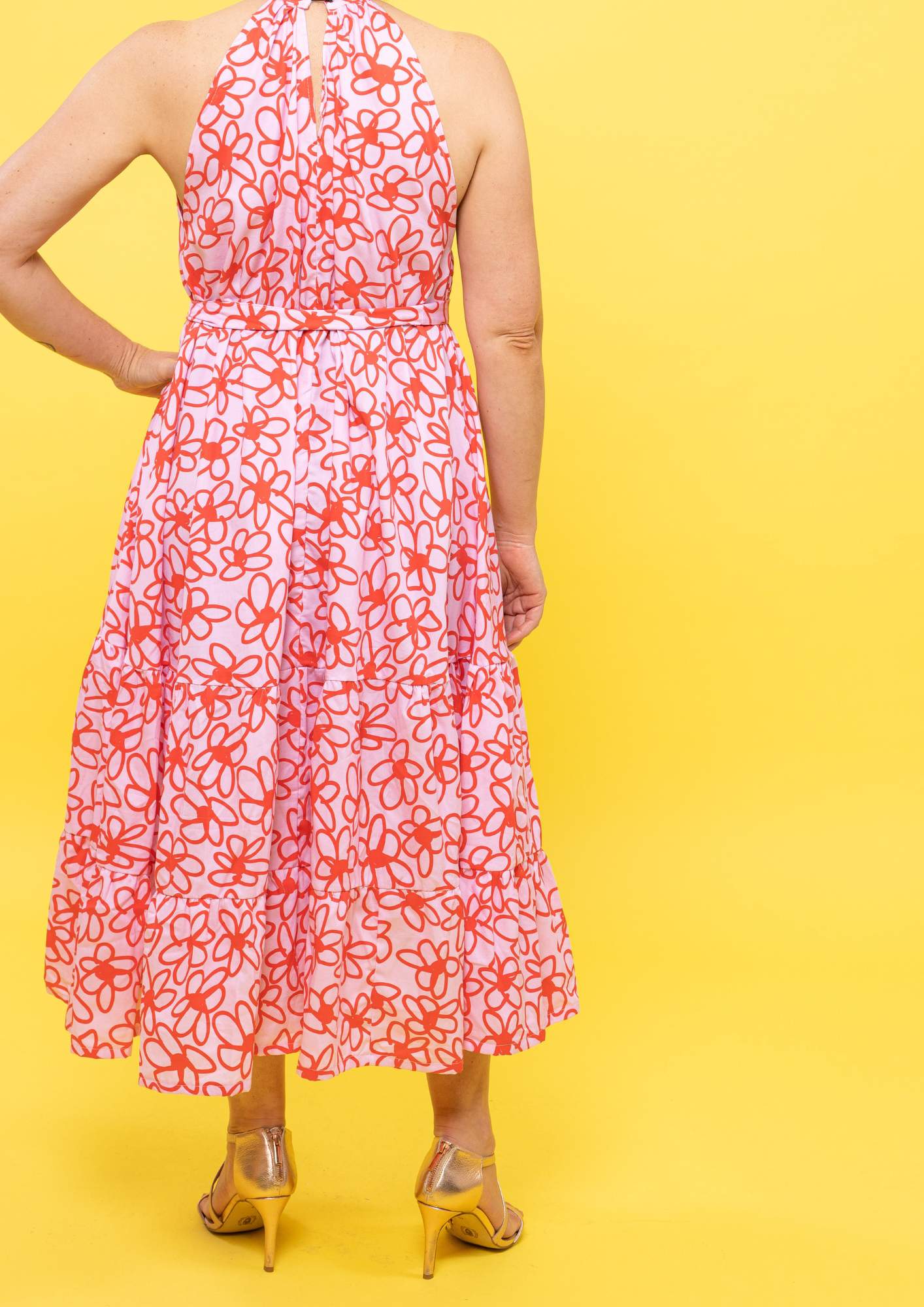 Portia Halterneck Dress - Bloom Scarlet