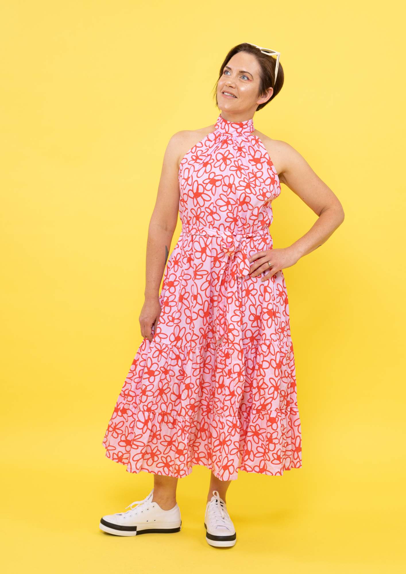 Portia Halterneck Dress - Bloom Scarlet