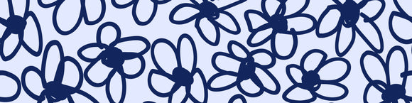 Bloom Blue is an original wild spring floral print in a cool blue on blue combo by Two Plus Lou