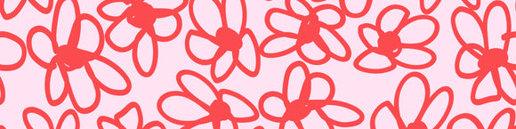 Inspired by wild spring flowers, Bloom Scarlet is the perfect scarlet on pink original print design by Two Plus Lou..