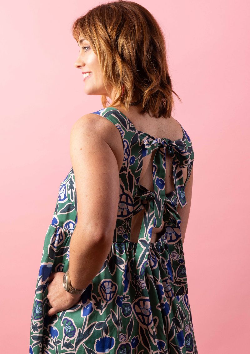 Reverie Tie Back Dress - Euni Green