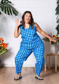 Balloon Pant - Hand Drawn Check Blue