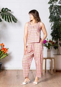 Balloon Pant - Hand Drawn Check Citrus