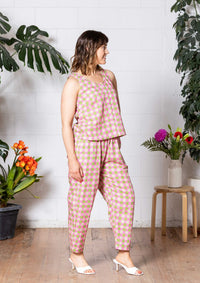 Balloon Pant - Hand Drawn Check Citrus