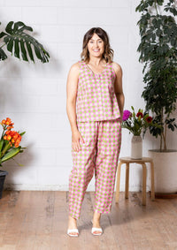 Balloon Pant - Hand Drawn Check Citrus