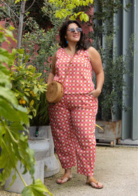 Balloon Pant - Hand Drawn Check Burnt Orange