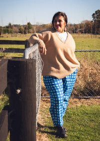 Balloon Pant - Hand Drawn Check Blue