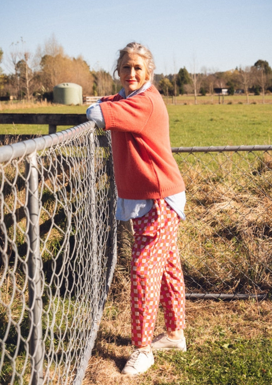 Balloon Pant - Hand Drawn Check Burnt Orange