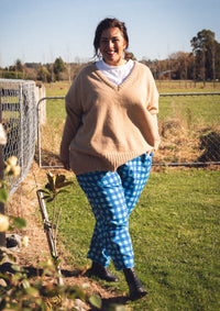 Balloon Pant - Hand Drawn Check Blue