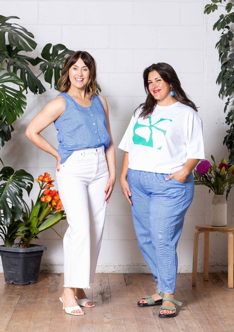 Frankie Singlet Top - Thin Pin Blue