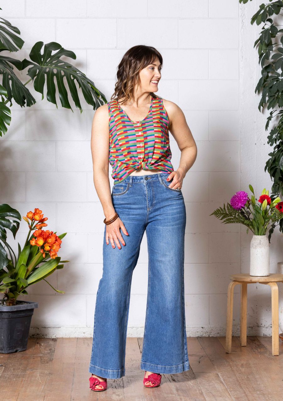 Frankie Singlet Top - Long Lines Retro