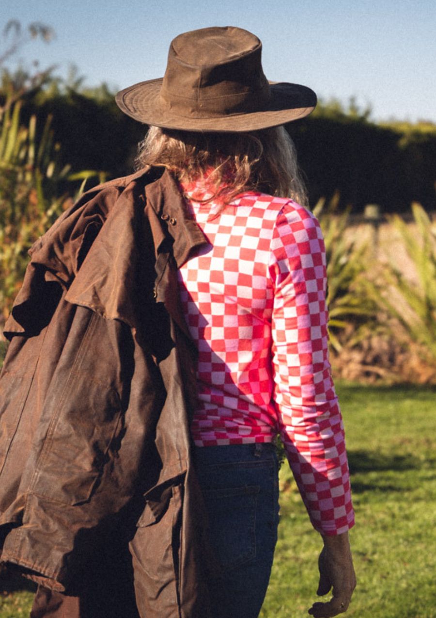 Roller - Hand Drawn Check Pink