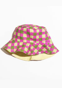 Bucket Hat - Hand Drawn Check Citrus / Thin Pin Citrus