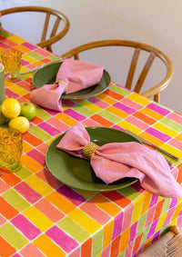 Thin Pin Bubblegum Cotton Linen Napkins