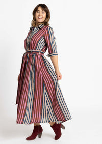 Peta Shirt Dress - Tile Stripe Navy