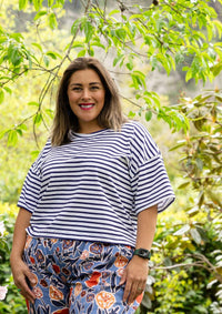 Lisso Boxy Top - Navy Stripe