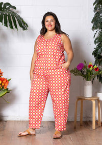 Balloon Pant - Hand Drawn Check Burnt Orange