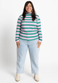 Roller Turtleneck - Shamrock & Rose Stripe