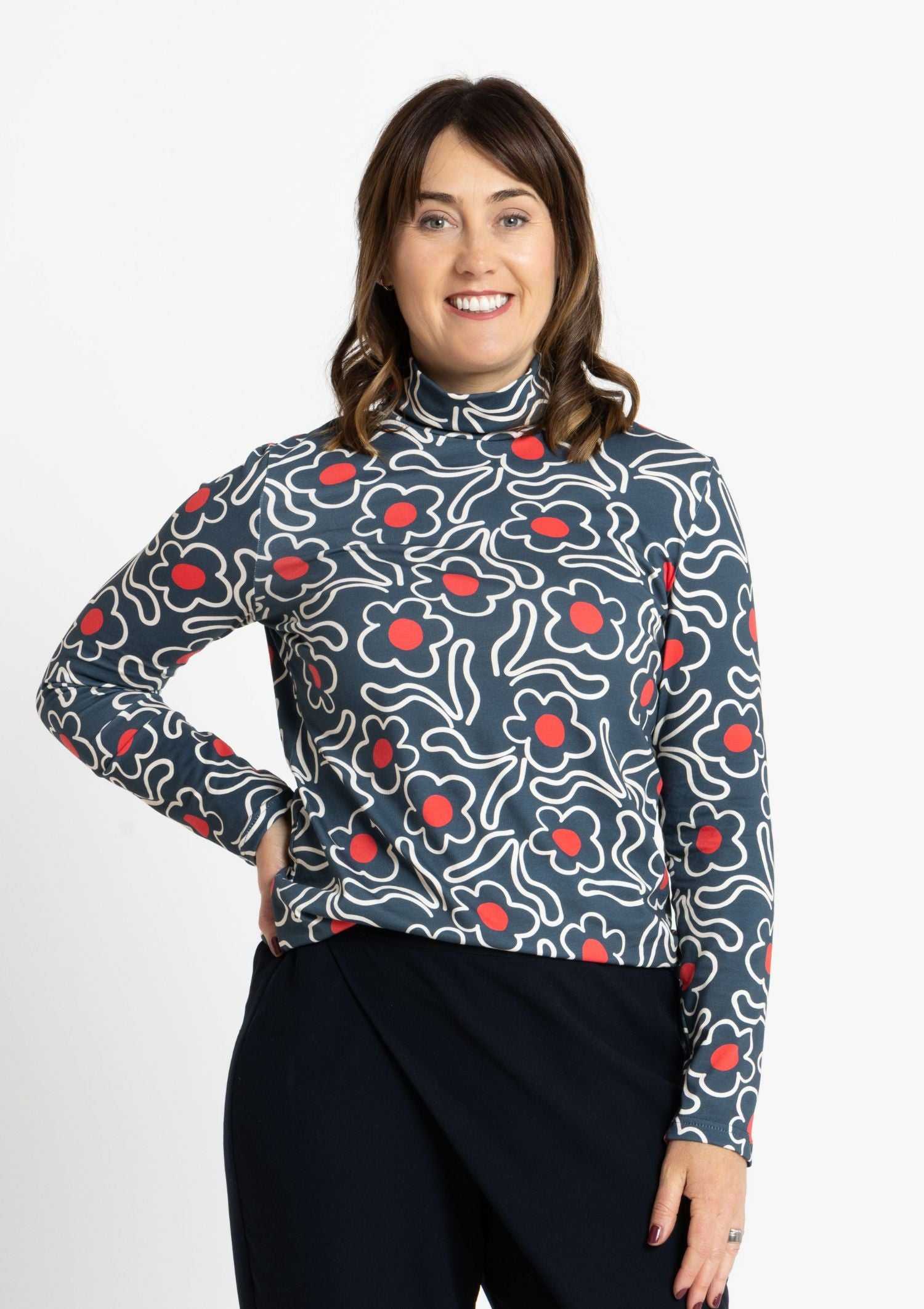 Roller Turtleneck - Fleur Forest Green