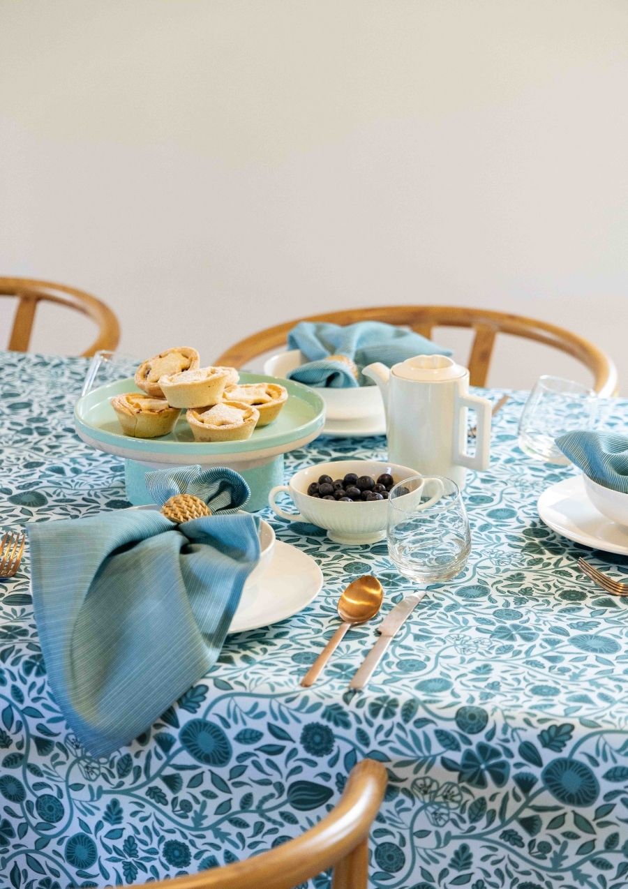 Thin Pin Green Cotton Linen Napkins