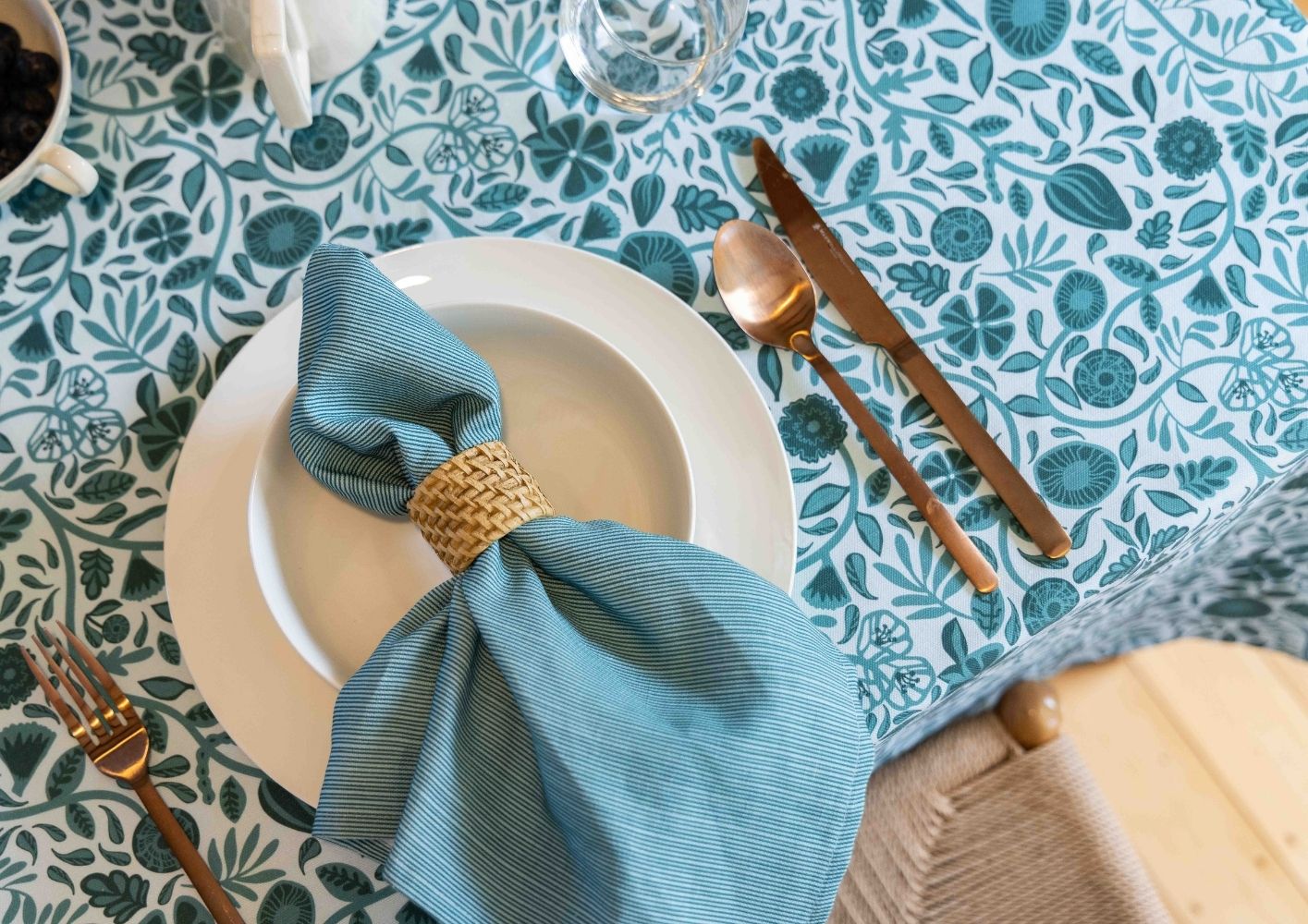 Thin Pin Green Cotton Linen Napkins