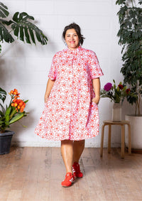 Jolie Shirt Dress - Bloom Scarlet