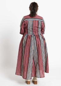 Peta Shirt Dress - Tile Stripe Navy
