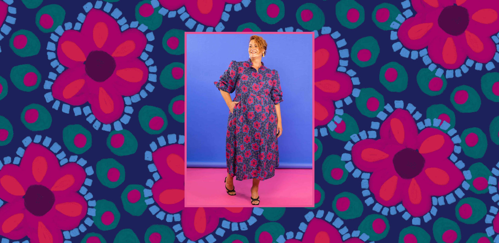 Mosaic is a beautiful bold original floral print design by Two Plus Lou. Add some colour to your wardrobe with a piece from our Mosaic print range.