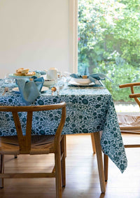 Nouveau Green Cotton Linen Tablecloth