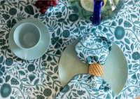 Nouveau Green Cotton Linen Tablecloth