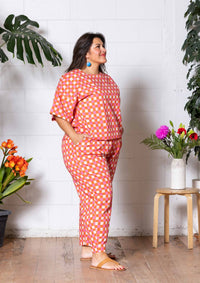 Balloon Pant - Hand Drawn Check Burnt Orange