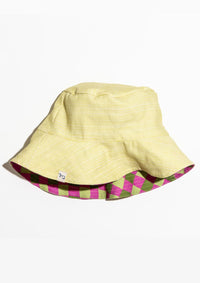 Bucket Hat - Hand Drawn Check Citrus / Thin Pin Citrus