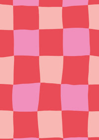 Roller Turtleneck - Hand Drawn Check Pink Lighter Weight