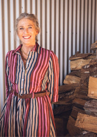 Peta Shirt Dress - Tile Stripe Navy