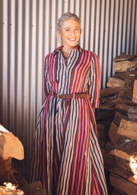 Peta Shirt Dress - Tile Stripe Navy