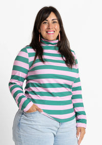 Roller Turtleneck - Shamrock & Rose Stripe