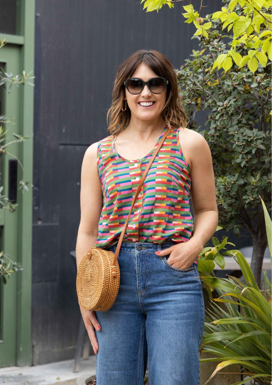 Frankie Singlet Top - Long Lines Retro