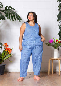 Frankie Singlet Top - Thin Pin Blue