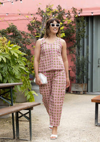 Balloon Pant - Hand Drawn Check Citrus