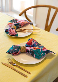 Wilderness Pink Cotton Linen Napkins