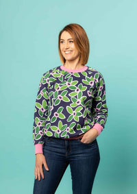 Greta Sweater - FloraNova (pansy pink ribbing)